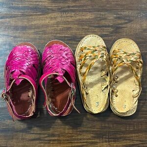 Kids Pink and Tan Sandals (huaraches)